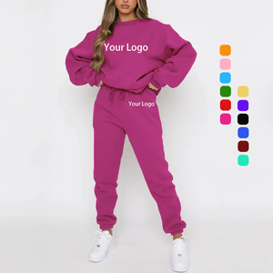 Plus Size Autumn Solid Casual Wear Fashion 2 Piece Set <b>Polyester</b>/Cotton Fleece Loose Fit Drawstring Closure <b>Jogger</b> Tracksuit - Product Image 1