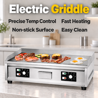 Plaque de cuisson électrique professionnelle 4400W 110V/220V double tension, gril de comptoir à surface plate, contrôle de température 2 zones, plaque de 10mm d'épaisseur
