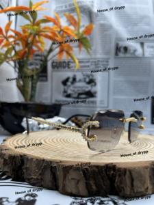 Designer Silver Rimless Iced Out Sunglasses Moissanite Diamonds Temple Luxury Fashion <b>Shades</b> For Unisex Street Style - Product Image 2