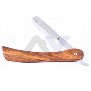 Rasoirs professionnels à lame droite, manche en bois de rose, porte-lame, shavette avec verrouillage sécurisé, rasoirs de toilettage - Product Image 1