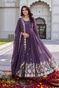 Vestido Anarkali Tradicional de Diseñador para Fiestas, Bodas, Festivales y Celebraciones - Product Image 3