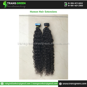 Gran oferta exclusiva en calidad excepcional Virgin Temple 100% Raw sin procesar Kinky Curly Tape Extensión de cabello humano Cutícula India - Product Image 4