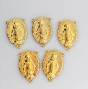 맞춤형 도매 기적의 메달 로사리오 센터피스 22x14mm - 실버, 브론즈, 골드 색상으로 제공 - Product Image 1