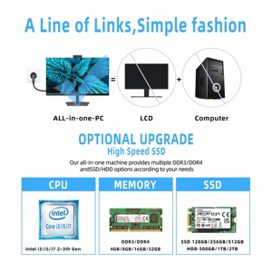 All-in-One PC AIO Máy tính để bàn 23.8 "IPS LCD màn hình cảm ứng Intel Core i3/i5/i7 Windows 10/11 đầy đủ thiết lập chơi game kinh doanh SSD + HDD - Product Image 4