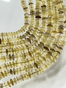 7-8mm Natural Bio Lemon Quartz <b>Disc</b> Rondelle Beads 14 Inch Strand Faceted German <b>Cut</b> for DIY Necklace - Product Image 3