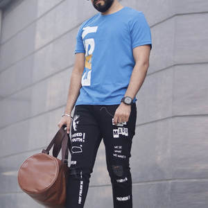 Customized Design Unique Color Men's <b>Tropical</b> Letter Pattern Knitted Fabric Quick Dry Acid Wash Casual Street Wear T-<b>Shirt</b> - Product Image 5