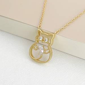 925 Sterling Silver 18k Gold Vermeil Plated Kitty Cat Charm Pendant CZ Necklace Dainty Minimalist Animal Lover Fine <b>Jewelry</b> Gift - Product Image 6