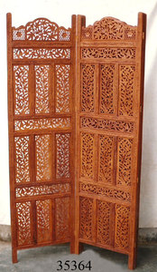 แผ่นไม้กั้นฉากกั้นห้องแบบพับได้สำหรับตกแต่งแผงไม้แกะสลักจากอินเดีย - Product Image 2