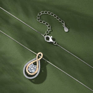 Collar con Colgante Infinito de Plata de Ley 925 con Moissanita de 3 Quilates y 9.1mm, Brillante y Lujoso, Ideal para Fiestas - Product Image 3