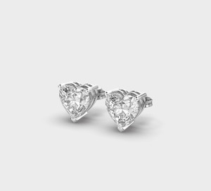 IGI Certified Heart Cut Lab Grown Diamond Stud <b>Earrings</b> Solid 925 Sterling Silver Solitaire Heart Diamond <b>Earrings</b> - Product Image 3