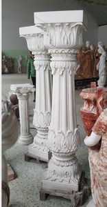 Indian White Marble Carved <b>Pillars</b> Elegant Stone Sculptures and Carvings - Product Image 4