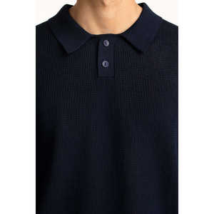 Polo B 100% Coton Coupe Classique avec Col Brodé Foncé Anti-Plis Motif Uni Vêtement de Golf de Haute Qualité - Product Image 2