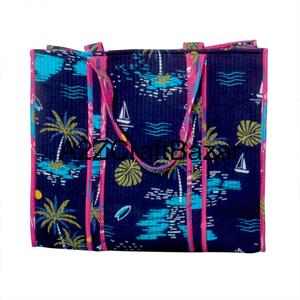 Sac fourre-tout en coton matelassé pour femmes fait à la main Impression indienne en bloc Sac à bandoulière écologique Sac à bandoulière en pur coton - Product Image 6