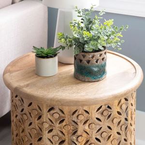 Handcrafted natural wooden end <b>table</b> beside sofa decorative vase <b>table</b> for home furniture living room bedroom office decoration - Product Image 2