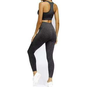 Ensemble de yoga pour femmes fabriqué en usine, best-seller, taille plus, ensemble de yoga 2 pièces uni, taille élastique, produit tendance, spandex/polyester - Product Image 2