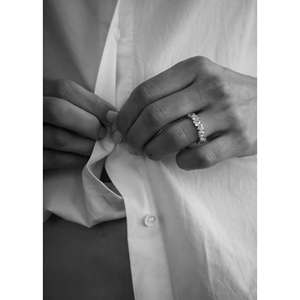 Anillo de Eternidad Corazón Amado, Romántico, Oro 10k, Platino 14k, Diamante Corte Princesa, Bañado en Rodio, Delicado, para Promesa de Boda - Product Image 5