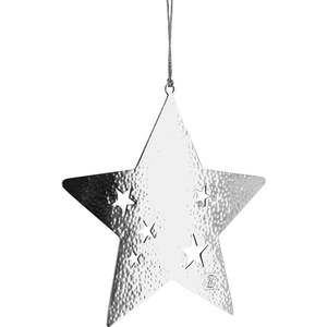 Décoration de Noël moderne en métal perforé nickelé de 5 pouces, étoile suspendue, forme d'aile d'ange en laiton, clochettes, écologique - Product Image 3