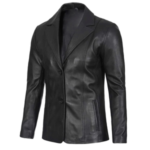 Elegante Abrigo Formal de Cuero Vacuno Genuino de Lujo para Hombre, Blazer de Cuello en V, Transpirable, Talla Grande - Product Image 1