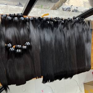 Tissage de cheveux humains vietnamiens vierges droits à double tissage, cuticules noires naturelles alignées 100g Extensions de cheveux - Product Image 1