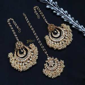 ต่างหู chand-Bali kundan และ meenakari ที่มีดีไซน์พร้อมเครื่องประดับอัลลอยชุบทอง - Product Image 1