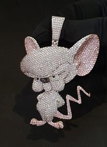 จี้ห้อยคอรูปตัวการ์ตูน 3 มิติ ชุบทองคำสีโรสโกลด์ ประดับเพชรโมอิสซาไนต์ VVS เต็มชิ้น สไตล์ฮิปฮอป สำหรับงานปาร์ตี้ - Product Image 3