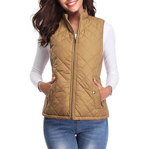 Chaqueta sin mangas con cuello levantado al por mayor, chaleco acolchado ligero personalizado para mujer - Product Image 2