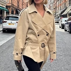 2026 nuovo cappotto oversize da donna con cintura a cintura giacca a vento corta ampia giacca alla moda capispalla per pendolari - Product Image 2