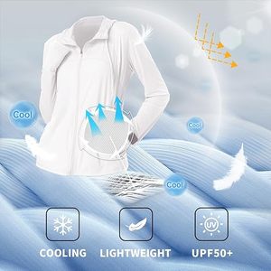 Chaqueta de invierno con cremallera completa de algodón ligero para mujer, Sudadera con capucha de protección solar con cremallera y soporte SPF 50 + UPF 50 + agujero para el pulgar, nailon, otoño - Product Image 4