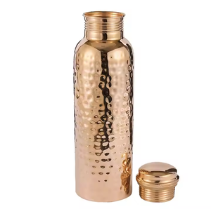 Nouvelle bouteille d'eau en cuivre facile à utiliser bouteille en cuivre écologique sport voyage ayurveda avantage bouteille d'eau martelée 100% pur - Product Image 2