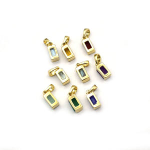 <b>Crystal</b> Quartz Collet Set Charm Gold Plated Baguette Shape Gemstone Prong Pendant for Necklace Handmade Charm For <b>Jewelry</b> Making - Product Image 4