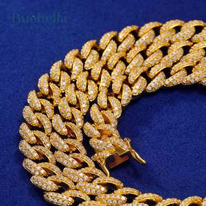 Venta caliente 14K Chapado en oro 925 Plata 8mm Iced Micro Cadena cubana pavimentada para hombres Collares de moissanita de lujo - Product Image 4