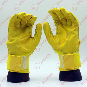 ถุงมือเบสบอลหนังวัวสำหรับเล่นเบสบอลทำจากหนังวัวแบบยาวสีเหลืองเต็มรูปแบบ - Product Image 2