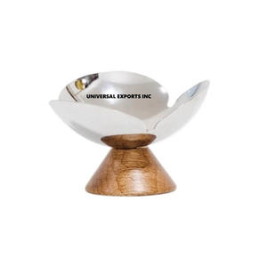 Tazón de Chocolate de Acero Inoxidable con Base de Madera, Forma Redonda, Tazón Decorativo para Dulces, Clásico y Elegante, Nuevo Tazón de Chocolate - Product Image 1