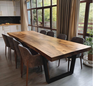 Handmade Convertible <b>Solid</b> <b>Wood</b> Square Modern Farmhouse Dining <b>Table</b> Metal Legs 6-Seater Eco-Friendly Hotel School Office - Product Image 4