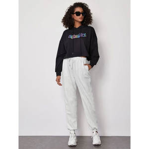 Pantalons de survêtement en molleton de coton uni pour femmes Pantalons de survêtement personnalisés - Product Image 5