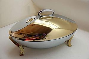 Metal Casserole With Gold Color <b>Stand</b> Hot Case Handmade Luxury Warm Casserole Party Home Hotel Restaurant logo Accept, Western - Product Image 3