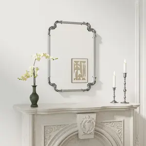 Design tendance Miroir mural à cadre en métal argenté Miroir mural de haute qualité Décor à la maison Miroir mural en métal durable - Product Image 1