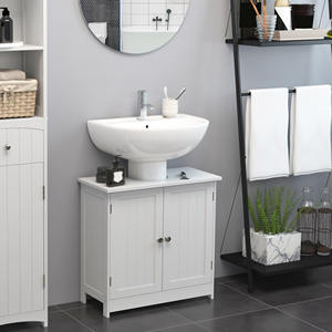 HOMCOM Meuble sous lavabo en MDF, meuble de salle de bain blanc avec 2 portes (60x30x60cm) - Product Image 2