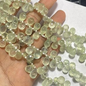 ลูกแพร์พรีไนต์เหลี่ยมเพชรพลอยสีเขียวธรรมชาติทรงหยดน้ำลูกปัด Briolette ขนาด10-12มม. สำหรับเครื่องประดับ - Product Image 2