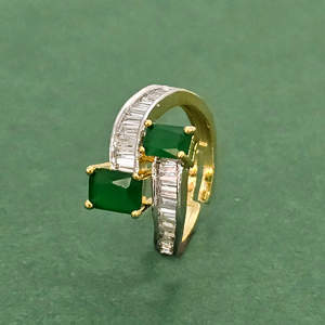 Anillo ajustable CZ de diseñador de lujo, anillos de moda chapados en 2 tonos de alta calidad - Product Image 3