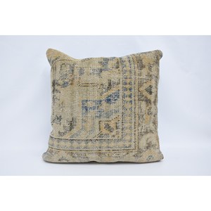 Lujo 28x28 pulgadas Beige lana Kantha Patchwork almohada rústico Vintage esponjoso tejido tiro para sofá o cama portátil y elegante - Product Image 1