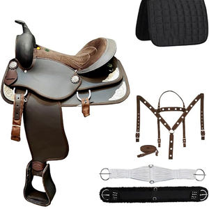 Selle de cheval classique légère de Style occidental haute Cantle Trail Tack tous les accessoires baril synthétique course cuir équestre - Product Image 2