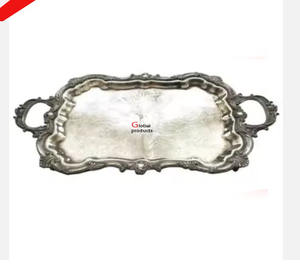 Plateau de service décoratif en acier inoxydable finition argentée, très vendu, pour hôtel, restaurant et bar - Product Image 3