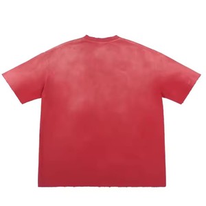 เสื้อยืดผ้าฝ้ายหนาทรงบ็อกซี่ใส่ได้กับแสงแดดเสื้อยืดฮิปฮอปโอเวอร์ไซส์สไตล์วินเทจฟอกสี - Product Image 4