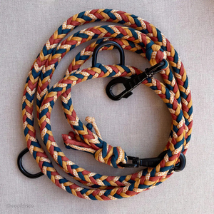 Ensemble de laisse collier de chien moderne fait à la main 6 voies réglables étanche Vegan Paracord personnalisable dans les tons d'automne mains libres - Product Image 6