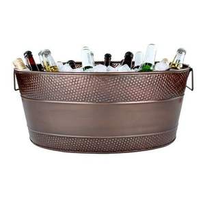 Portable round <b>metal</b> party <b>tub</b> suitable for serving cold drinks desserts and fruits during casual events - Product Image 2