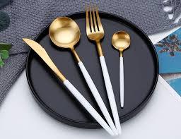 Juego de Cubiertos de Color Oro Real, Cubiertos de Plata para Bodas, Fabricantes de Juegos de Cubiertos Pulidos para Hoteles, Cubiertos de Acero Inoxidable - Product Image 4