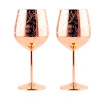 Vente chaude Finition Martelée Gobelet Verre En Acier Inoxydable Base En Métal Verres À Vin Rouge Martini Bar Ware Parties Accessoires 0.5L