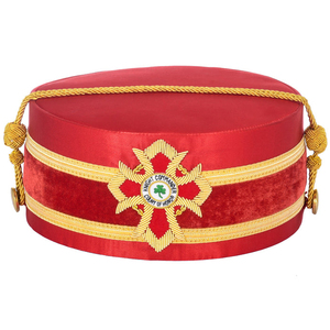 Écusson maçonnique du Rite écossais AASR 32 degrés, broderie en fil d'or pour chapeau rouge, avec ailes d'aigle et boutons en corde - Product Image 2