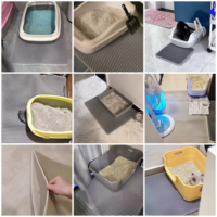 Tapis de litière pour chat noir et gris, imperméable, en silicone, facile à nettoyer, antidérapant, résistant à l'urine, pour litière de chat, tapis pour chiens et animaux de compagnie